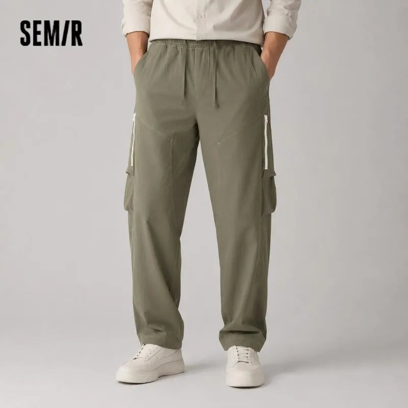 Semir Men Pants Cool Color Block Loose Wide Leg Casual Long Pants 2026 Summer Trendy Style