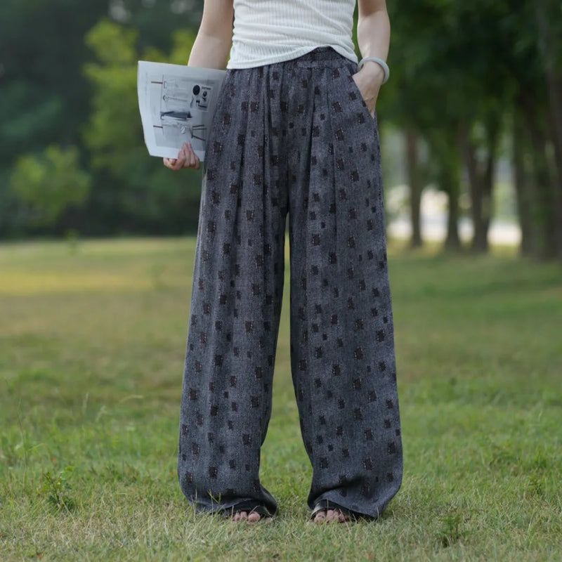 New Women's Sleeping Pants Viscose Floral Printed Thin Spring Summer Home Pants Loungewear Homewear Loose Trousers Sleepwear
