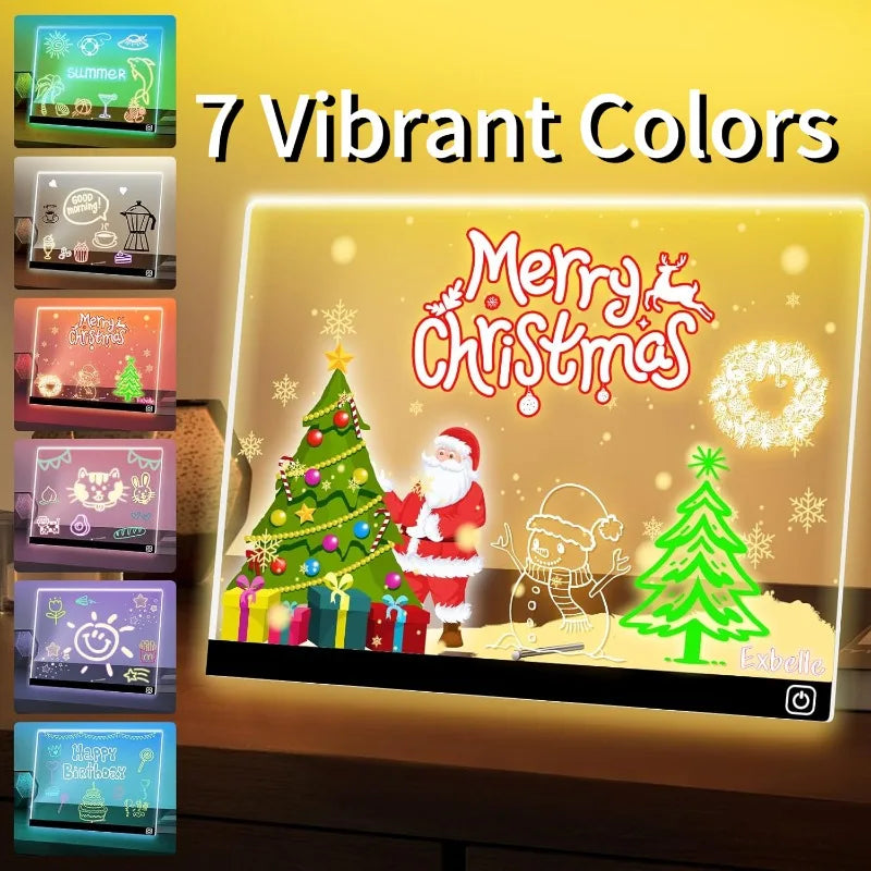 LED Drawing Board 7 Colors Light Acrylic Dry Erase Led Note Board for Room/Store/Office Ideal Gift for Birthday Festival