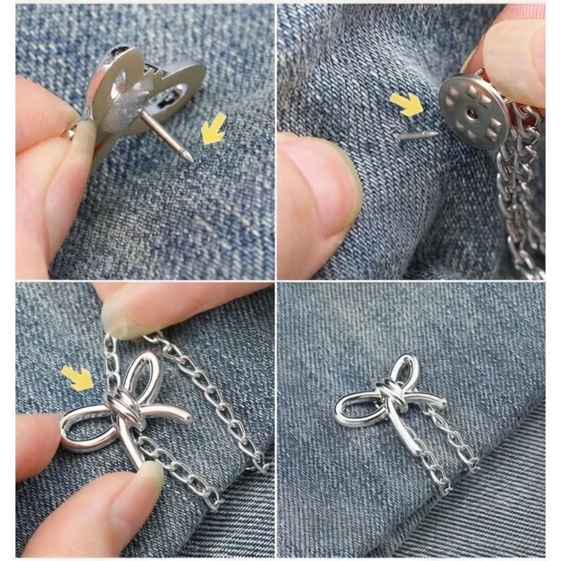 1/2PCS Women'S Adjustable Clothes Clips with Butterfly And Heart-Shaped Decorations, for Shirts, Skirts, Pants.Elegant