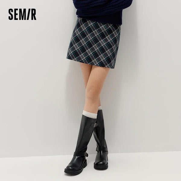 សំពត់រោមចៀម Semir សម្រាប់នារី ចង្កេះយឺត លំនាំប៉ាក់ ស្ទីល Preppy ឆ្នាំ ២០២៦ សម្លៀកបំពាក់ប្រចាំថ្ងៃរដូវរងាថ្មី ស្ទីលធម្មតាសម្រាប់ទីក្រុង