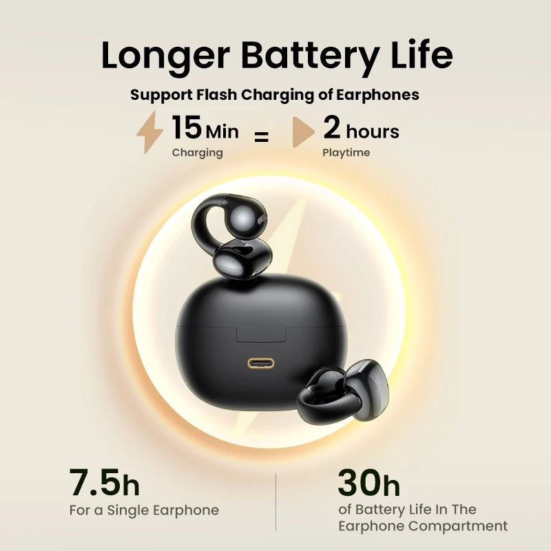 UGREEN Open Ear Clip Wireless Earbuds Bluetooth Sports Earphones Headphones in Mic with Earhooks & Ear Hook