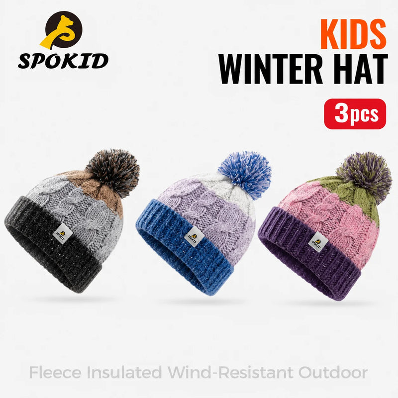 WRELS Merino Wool Knitted Hat Thick Warm Skull Cap Windproof Ear Protection Boys Girls Kids Winter Hiking Outdoor Skiing  Beanie