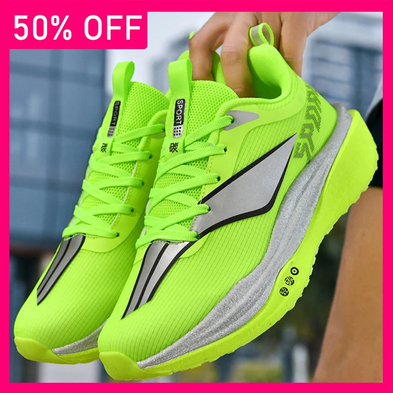 Unisex Sports Shoes Fashion Mesh Breathable Light Road Running Shoes Summer New Cushioning Anti Slip Thick Soled Training Shoes