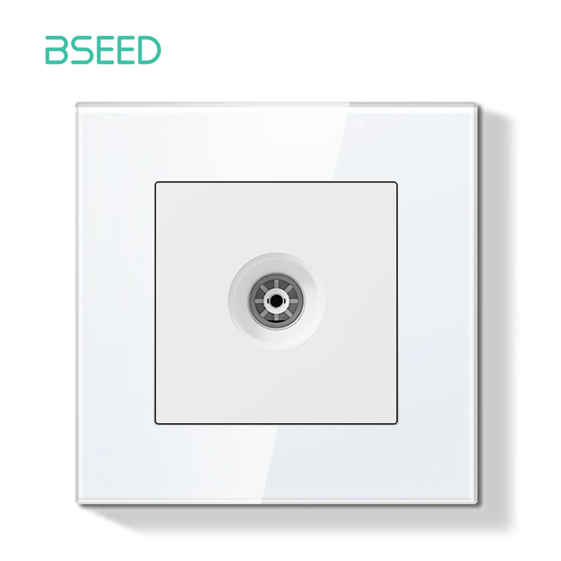 BSEED E Series Mechanical Button Switch 1/2Gang Light Switch Wall EU Socket ST TV Socket Glass Panel Switch With LED Indicator