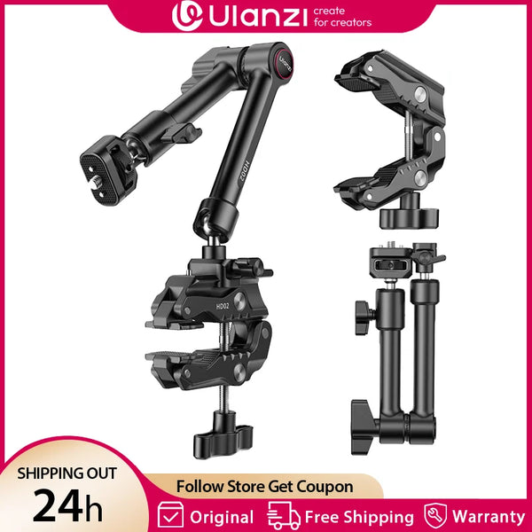 Ulanzi 10 inch Magic Arm Kit HD02 ជាមួយ Super Clamp 1/4" Screw Cold Shoe ក្បាលបាល់អាចលៃតម្រូវបាន 360° សម្រាប់ម៉ោនម៉ូនីទ័រ ម៉ោនកាមេរ៉ា