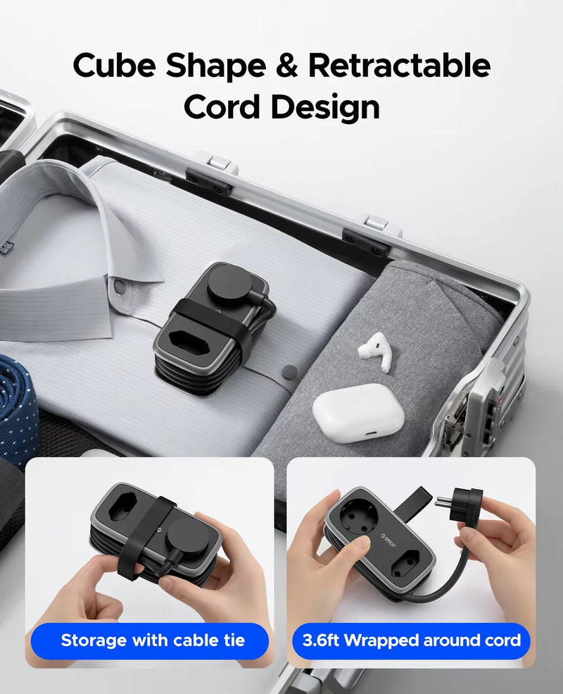 ORICO 5-In-1 Smart Charging Sockets 2AC 3USB Port Outlets 1.1M Extension Cable EU Plug Travel Power Strip Usb Electrical Socket