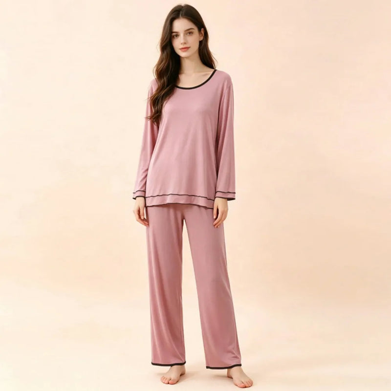 Modal Two-piece Women's Pajamas for Lady Pijama New Spring Autumn Long Sleeve Home Wear Nightwear Woman Sleepwear Pyjama Set