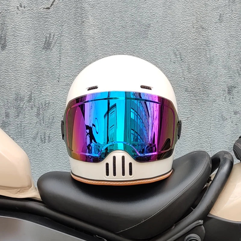 ORZ Retro Full Helmet Motorcycle Motorcycle Helmet Four Seasons Couple Street Bike Helmet Riding