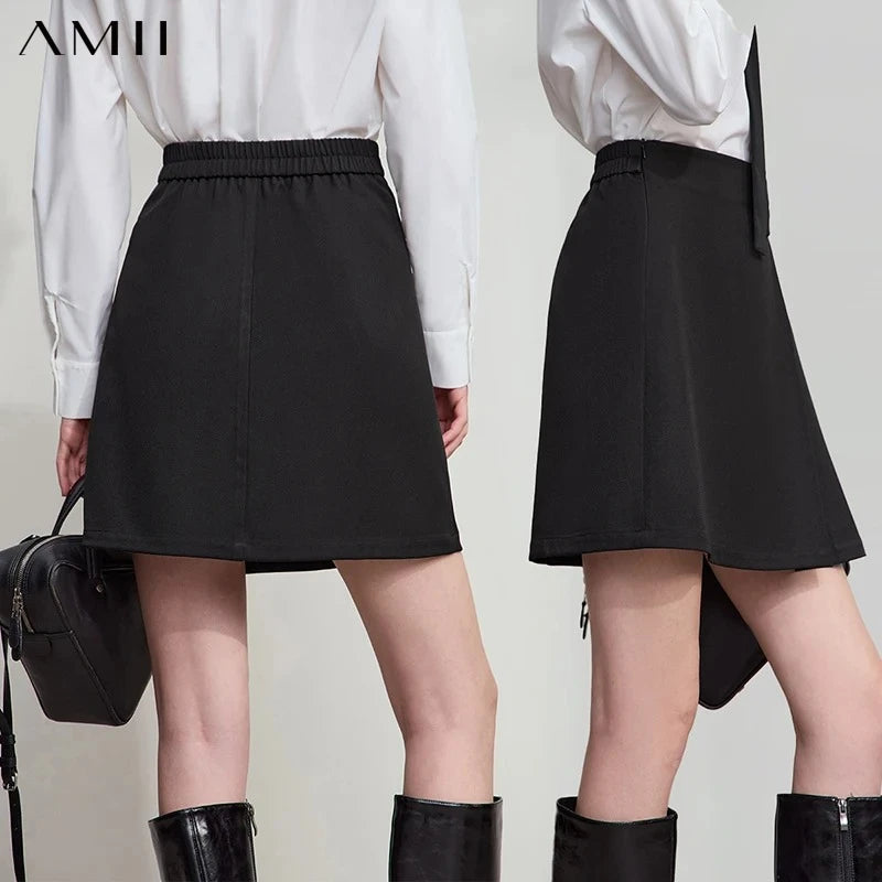 AMII Women's Skirt 2026 Autumn New Minimalist Pleated Mini Skirt Loose Solid Color Versatile Short Women's Clothing 12543023