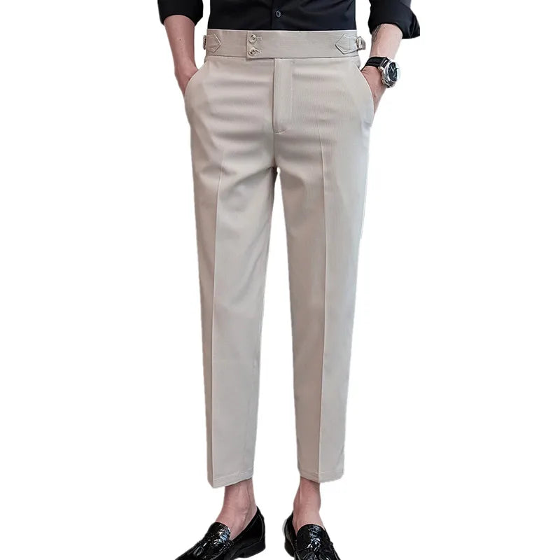 2026 New Men's Black Ankle-Length Pants, Fashion Slim Pants, Asian Size 28-36