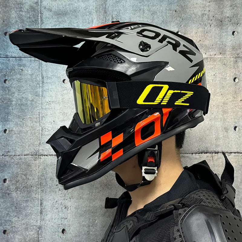 ORZ Helmets Motocross Kask Cross Downhill Soporte Casco Off Road Helmet Racing Classic Motorcycle Original Enduro Goggles