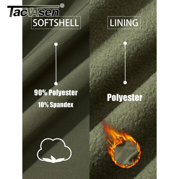 TACVASEN Waterproof Fleece Lining Windbreaker Mens Winter Work Jackets Zipper Pocket Casual Coats Full Zip Outwear Tops