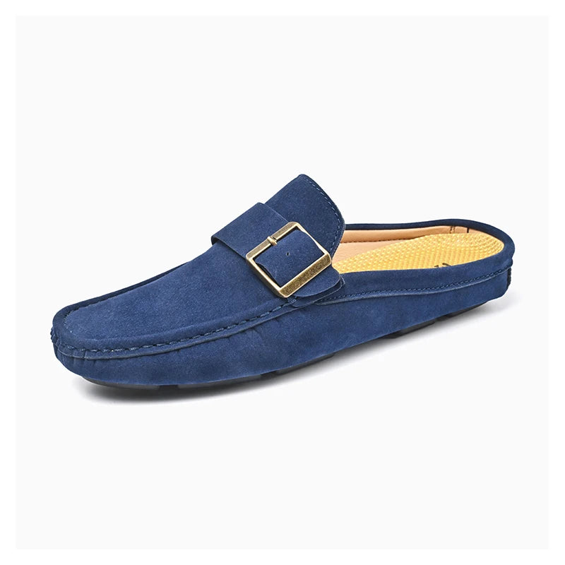 Summer Big Size 47 48 Half Shoes Men Casual Slip On Leather Shoes Loafers Half Slippers