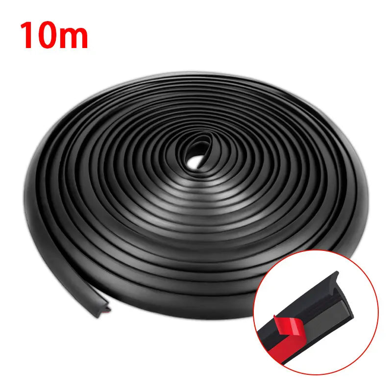 SEAMETAL 10m Car Rubber Sealing Strip T-shape Small Slanted Auto Seal Weatherstrip Car Bumper Fender Flare Arch Trim Sealants