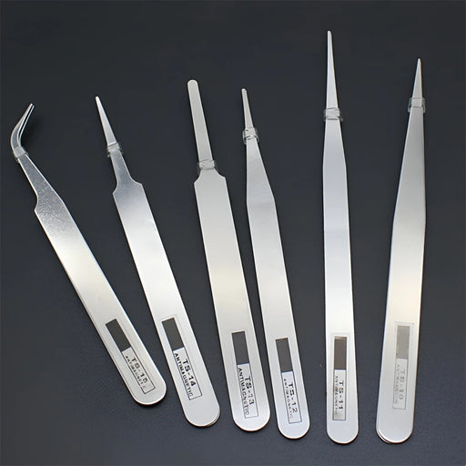 6pc/lot Excellent Quality Anti-static Bend Straight Tweezer Stainless Steel for Beads Jewelry Sewing Accessories Tools Hand Tool