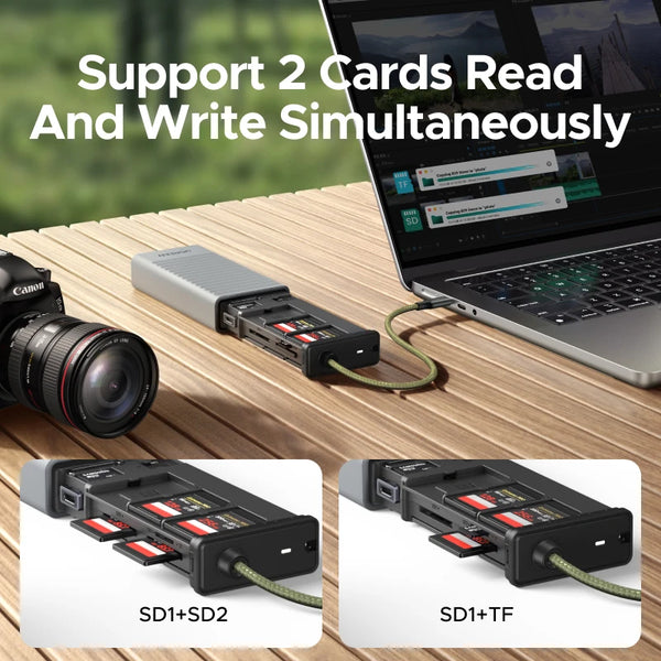 UGREEN USB-C Card Reader Storage Case High-Speed Memory Card Case OTG Adapter with 12 Slots Holder for Cameras SD TF Card Holder