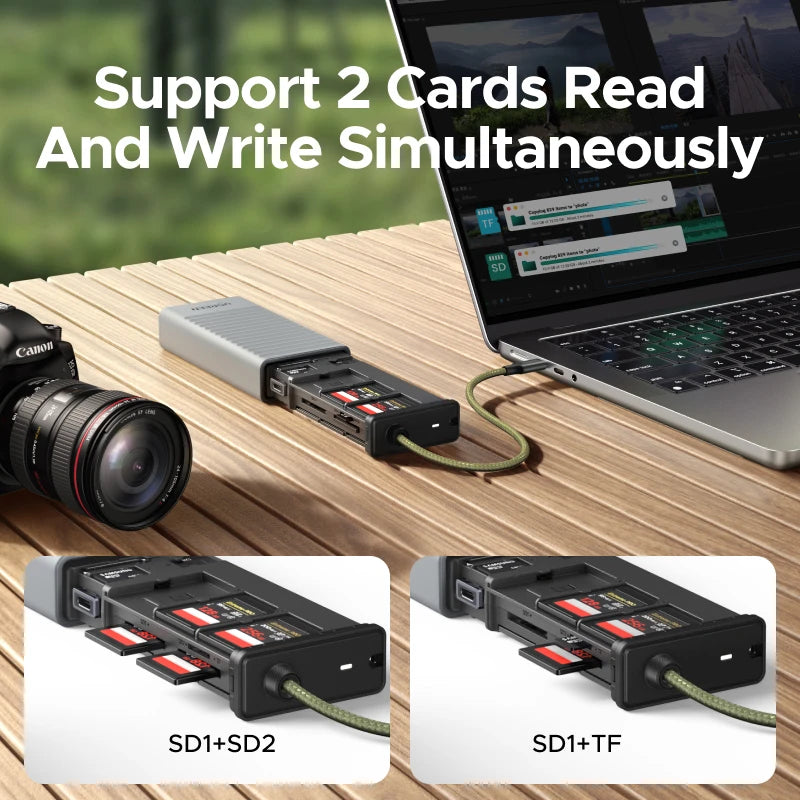 UGREEN USB-C Card Reader Storage Case High-Speed Memory Card Case OTG Adapter with 12 Slots Holder for Cameras SD TF Card Holder