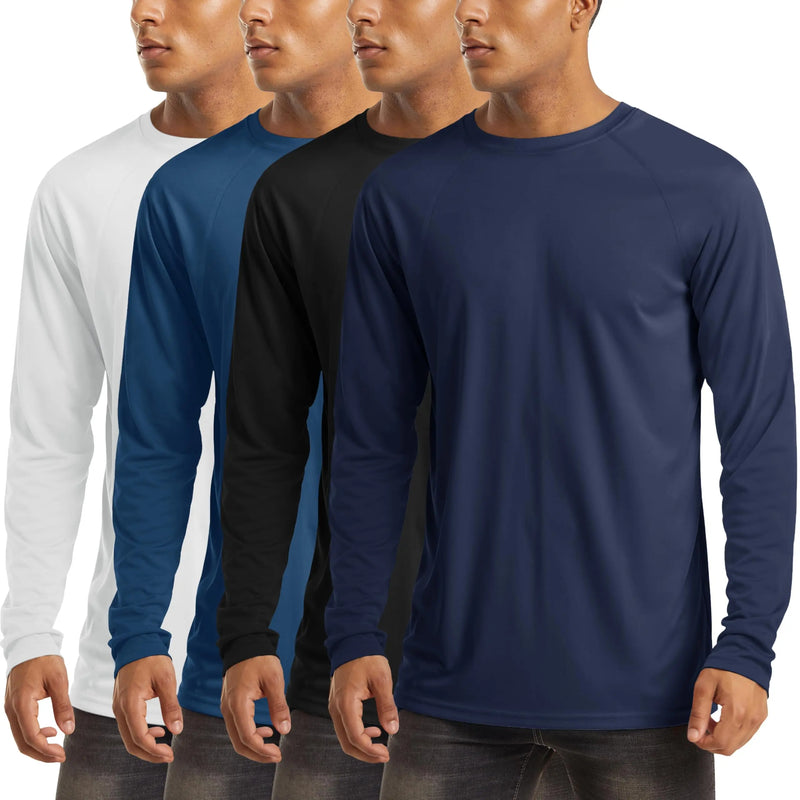 TACVASEN 4 Pack UPF 50+ Sun Protection T-shirts Men's Quick Dry Long Sleeve Athlectic T Shirts Performance Sports T-shirts Tee