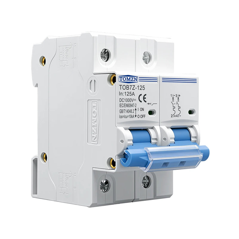 TOMZN 2P DC 1000V MCB 125A 100A 80A Circuit Breaker FOR PV System C Curve Battery Main Switch