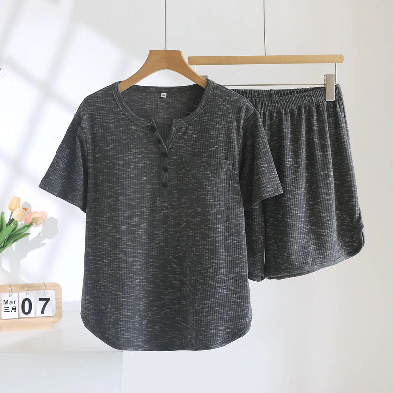 Chest Pads Women’s Summer Pajamas for Women Two-Piece Pijama Short Sleeve Sleepwear Night Wears For Females Loungewear Suit