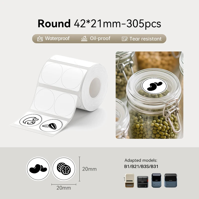 3 Rolls NIIMBOT B21 B3S B1 B31 Thermal Label Clothing Price Food Self-adhesive Tag Waterproof Smart Office Pocket Printer Label