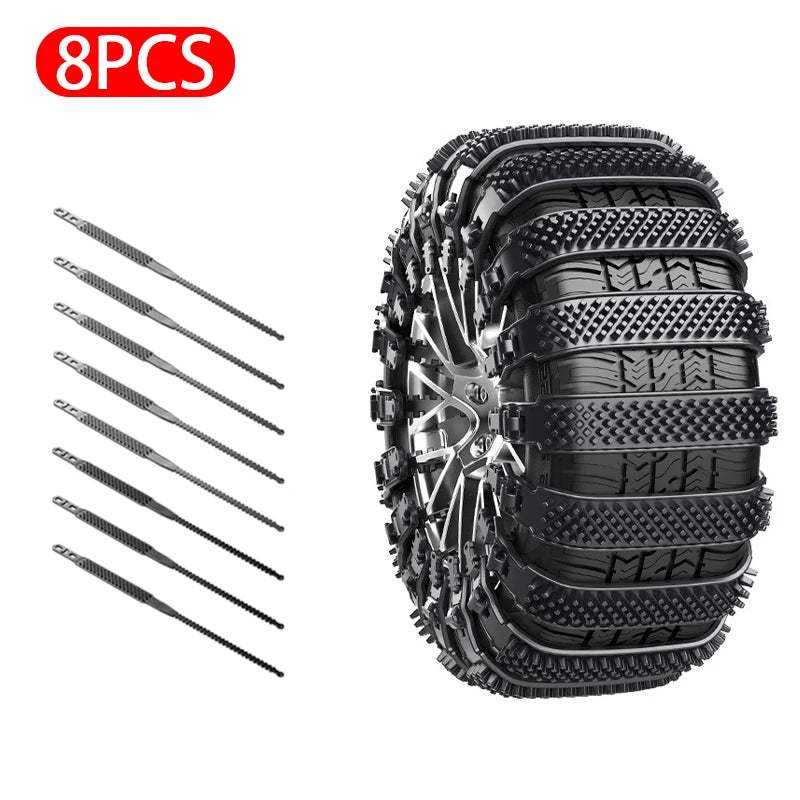 SEAMETAL 8pcs Anti-Skid Snow Chains Set Car Motorcycles Winter and Bad Terrain Wheels Anti-slip Emergency Tools Lockout Chains