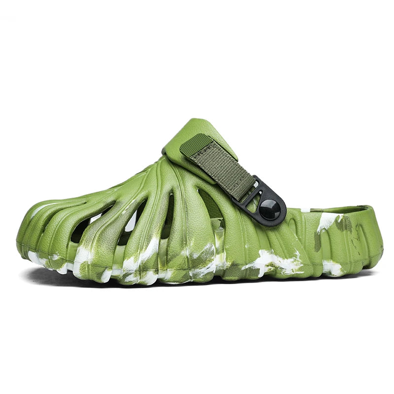 Summer Men's Cover Toes Sandals Garden Shoes Clogs Soft Comfortable Rubber Sandals Slippers Lightweight Breathable