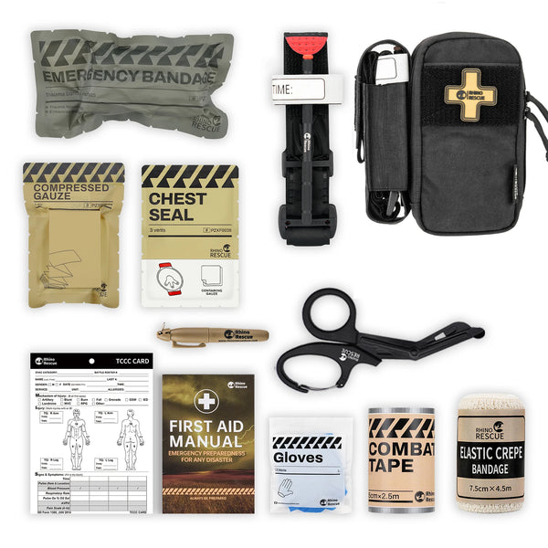 RHINO RESCUE Fanny Pack First Aid Kit, Compact Emergency Pouch with Molle Quick-Release for Outdoor Camping Hiking IFAK