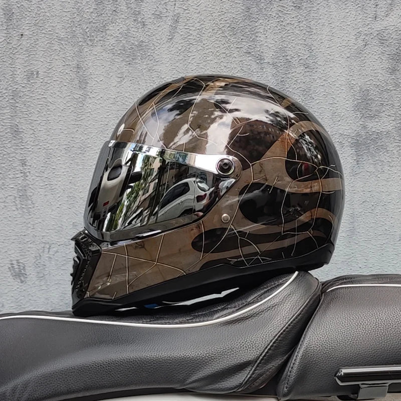 2024 new ORZ retro motorcycle helmet, American cruise full helmet, motorcycle with free brim