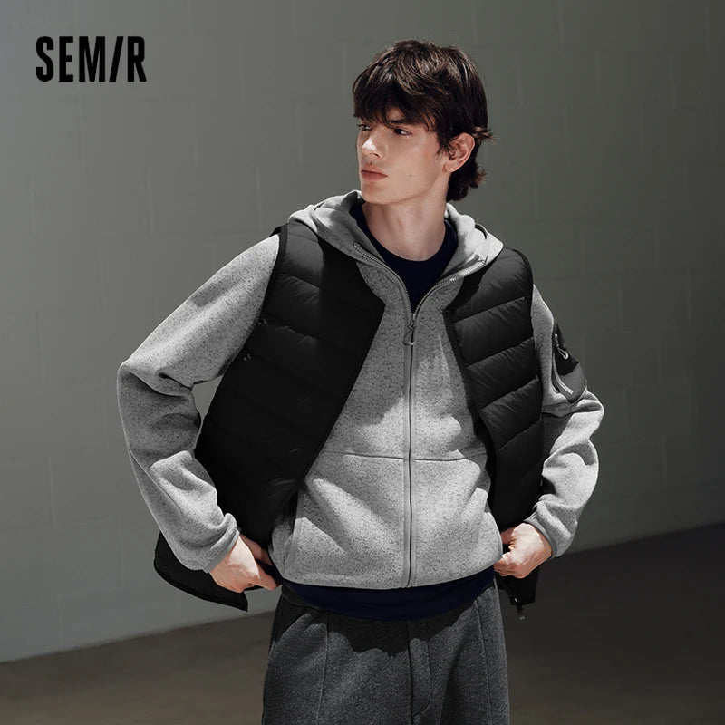 Semir Men Down Vest Lightweight 90 Percent Down Fill Water Repellent Windproof Solid Color Quilted 2026 New Winter Daily Wear
