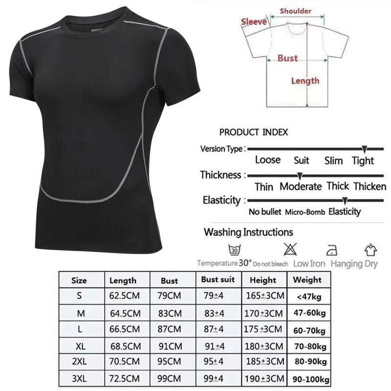 Men's Black Tight Short Sleeve T Shirt Compression Athletic Top for Running Workout Gym Fitness Bodybuilding Sportswear