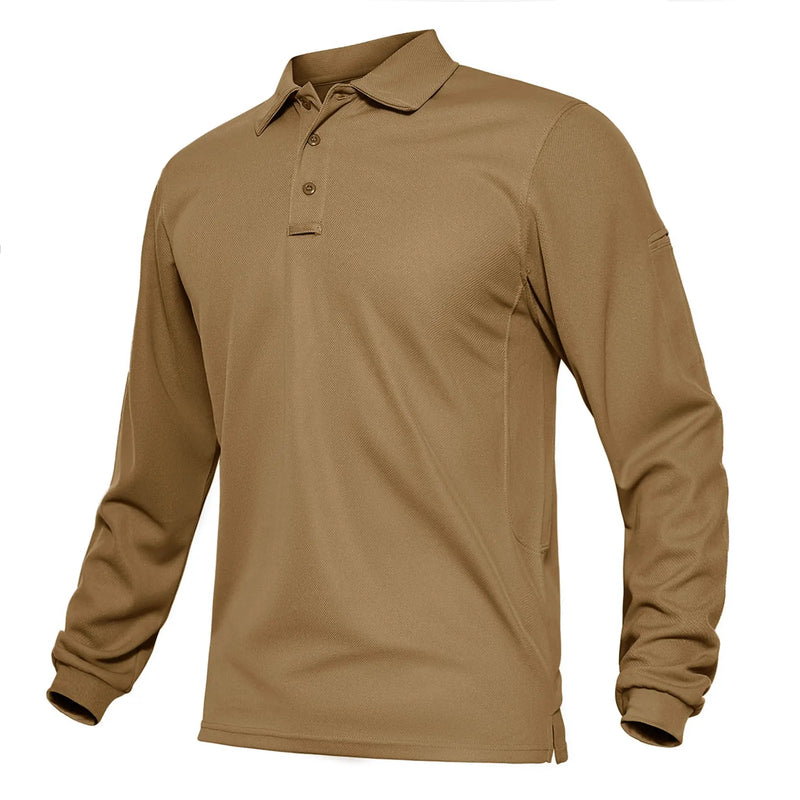 TACVASEN Summer Long Sleeve Performance Quick Drying Polos T-shirts Mens Office Shirt Golf Team Work Shirts Casual Tops
