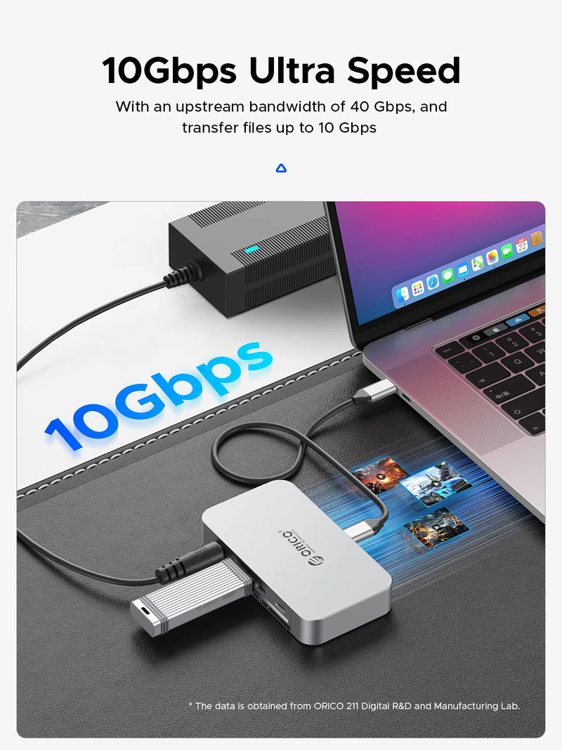 ORICO USB4 HUB 40G USB C HUB PD85W 8K@30Hz 5K@60Hz 4K@60Hz Display Support Daisy Chain Expand for MacBook Pro Mac OS Windows