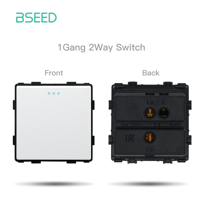 BSEED Button Light Switch Part 1/2/3Gang 1/2Way Plastic Panel Parts Wall Socket USB Type-C Port EU Standard DIY Combination
