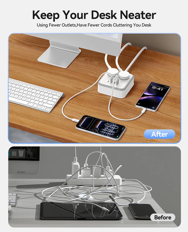 ORICO Desktop Square Power Strip PD20W Fast Charge 1.5M 3M Extension Power Cord Type C USB A Charging Station EU Plug Adapter