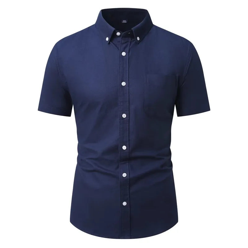 Button Down Collar Men's White Long Sleeve Cotton Shirt, Oxford Spun Business Casual Shirts,Asian Size M-4XL,Gray Blue Available