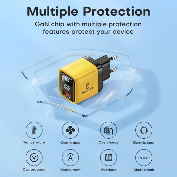 ឆ្នាំងសាក USB C 35W Gan ឆ្នាំងសាកលឿន Type C PD3.0 QC4.0 PPS ឆ្នាំងសាកទូរស័ព្ទរហ័សសម្រាប់ iPhone 15 14 Pro Max Samsung S23 S22 ថេប្លេត
