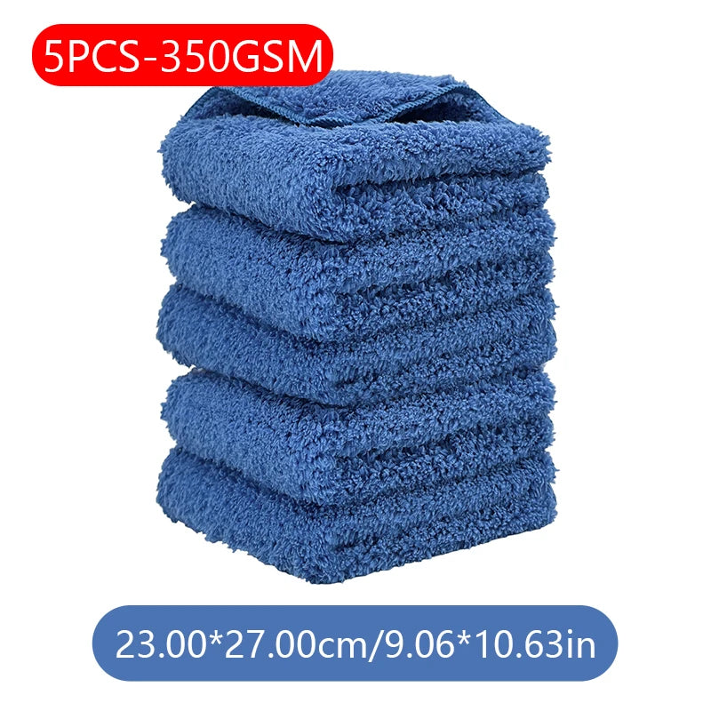 SEAMETAL 1/5PCS Edgeless Microfiber Auto Cleaning Towels Multifunctional Car Wash Towel Fast Dry Cloth Clean Rags 23x27/35x35cm