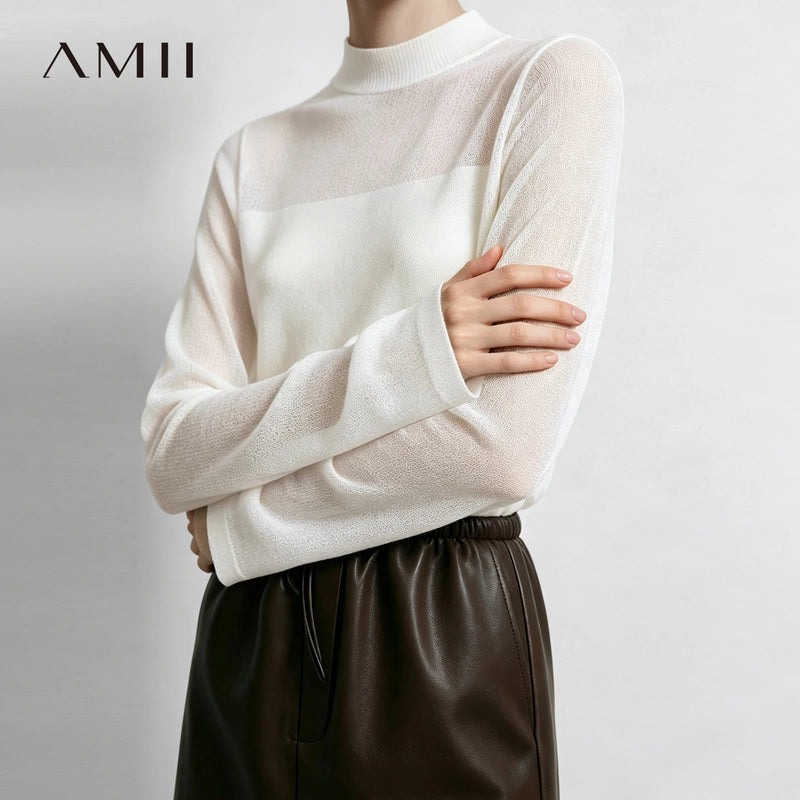 អាវយឺត Amii សម្រាប់នារី កមូល ស្ដើង ងាយស្រួលប្រើ ដៃវែង សម្រាប់ធ្វើដំណើរ អាវក្រៅ 12624101