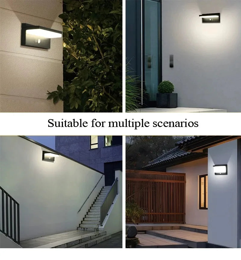 Solar Power Wall Lamp IPX5 Waterproof Garden Lights Motion Sensor  Energy Saving Light for Exterior Spot Porch Yard Lighting