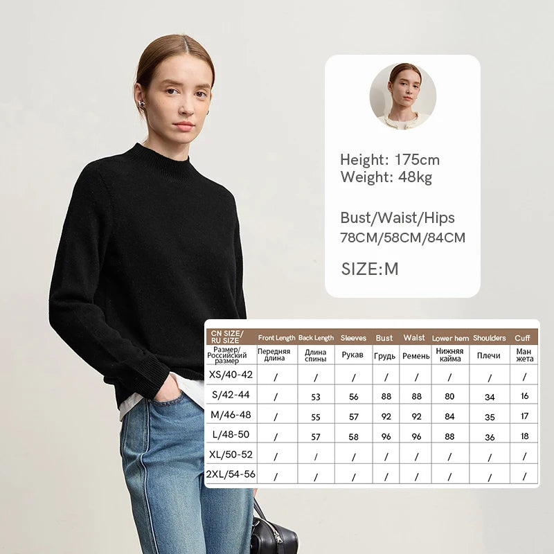 Amii Semi-turtleneck Women Sweater 2026 Winter New Versatile Full Wool Knitted Tops Commuter Warm Long Sleeve Sweaters 12514015