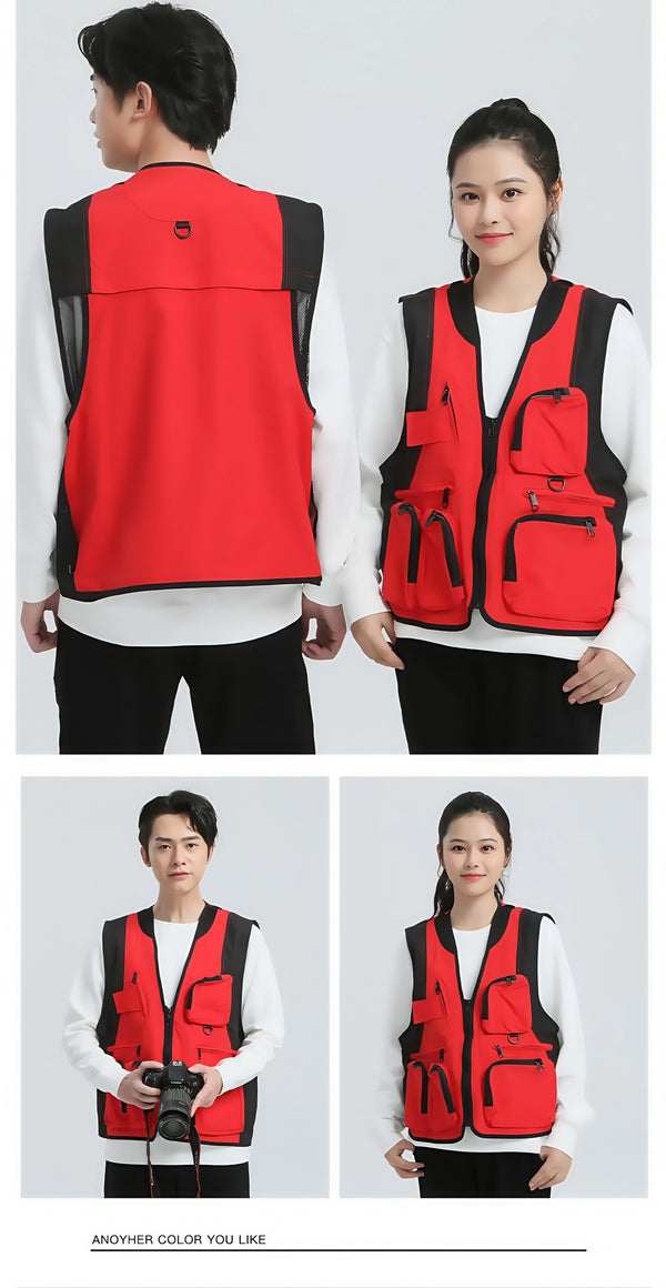 Men's Trendy Multi-Pocket Vest Functional Photographer Vest Work Clothes Korean-Style Trendy Workwear Custom Logo Printing