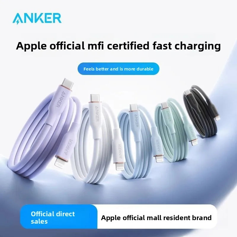ខ្សែសាក ANKER Typec សាកថ្មលឿន MFi ផ្លូវការ ទទួលស្គាល់ដោយ Silicone ងាយស្រួលប្រើសម្រាប់ Apple 13 Apple 14