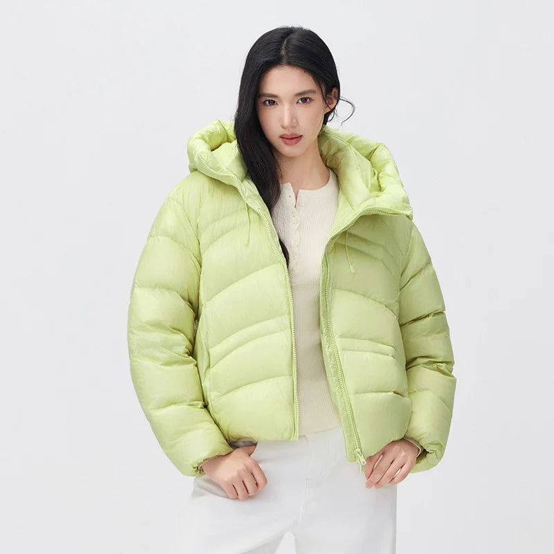 Semir Women Down Jacket 90 Percent Down Fill Water Repellent Puffer Hooded Modern Style Streamlined Fit 2026 New