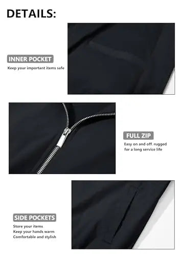 TACVASEN Men's Lightweight Waterproof Daily Casual Jacket Mild Winter And Autumn Windproof Soft Outdoor Jacket With Pockets