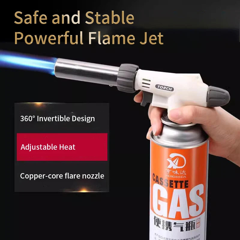 Portable Metal Flame Gun Butane Burner High Temperature Welding Gas Torch Lighter Camping BBQ Heating Ignition Butane Gas Burner