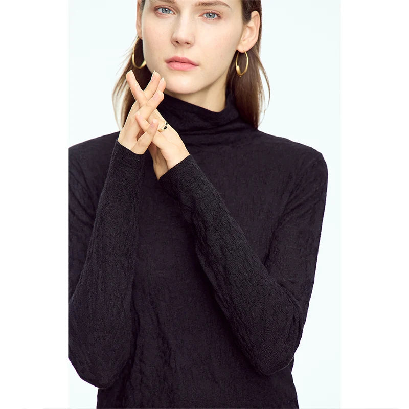 អាវយឺត AMII Turtleneck អាវយឺតដៃវែងសម្រាប់ស្ត្រីឆ្នាំ ២០២៦ រដូវរងាថ្មី Pullover ប៉ាក់ស្លីមកំពូលស្ត្រី ១២៥២៤១២៨