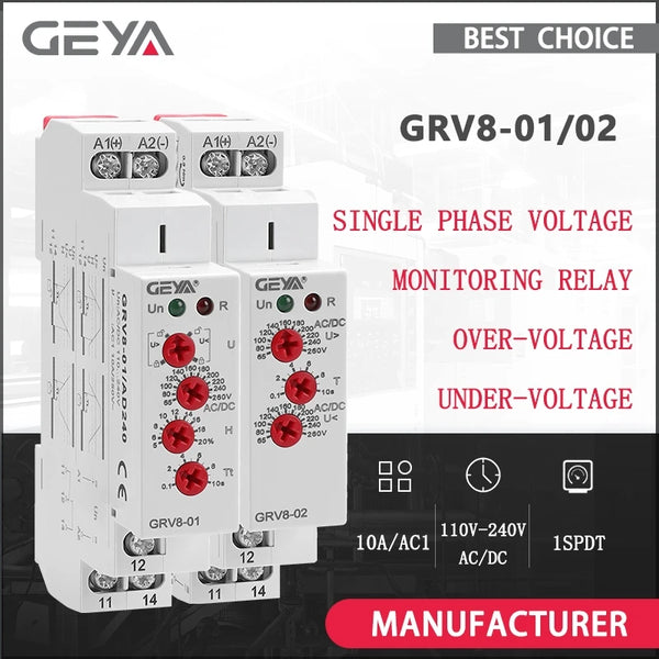 ឧបករណ៍ត្រួតពិនិត្យវ៉ុល GEYA រេឡេការពារវ៉ុលលើស និងវ៉ុលក្រោម DC 12V 24V 48V 110V 220V 240V