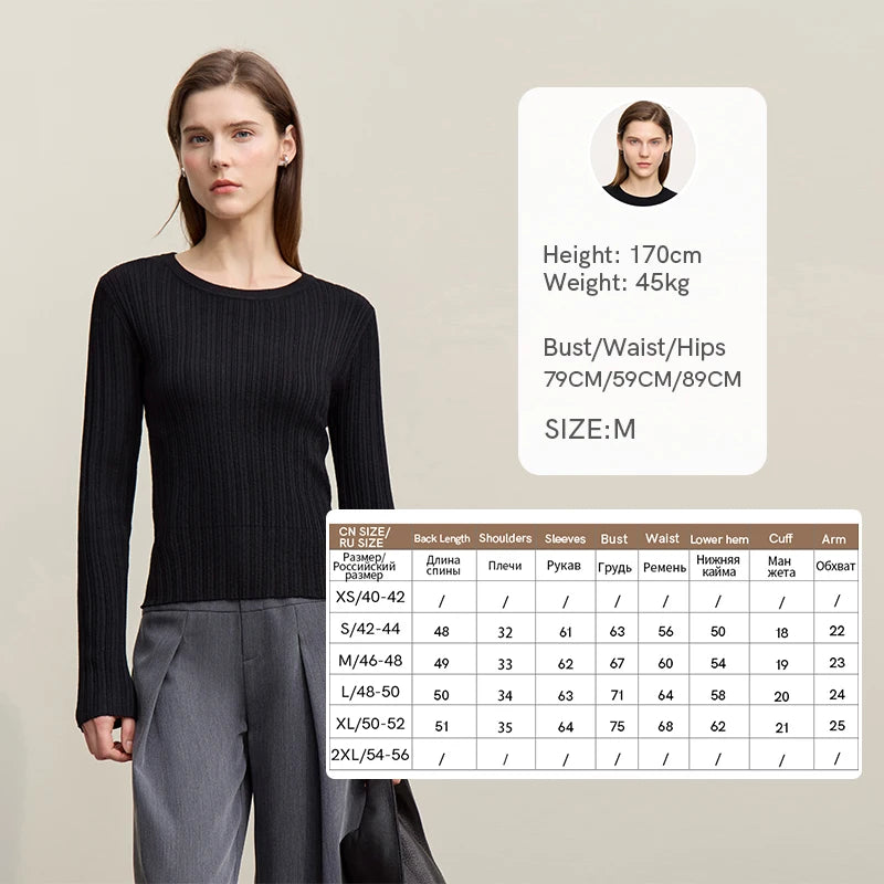 Amii Women's Autumn Sweater 2026 New Casual Round Neck Flared Sleeve Pullover Knitwear Solid Color Ladies Slim Top 12621042